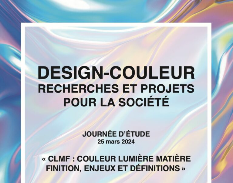 Programme intervention Adrien Maschino designer coloriste a3dc Journée d’étude CLMF : couleur lumière matière finition, enjeux et définition
